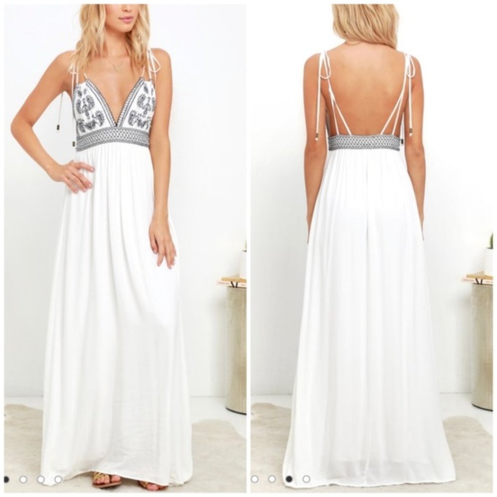 Lulus Daysof Sunlight Ivory Embroidered Maxi Dress